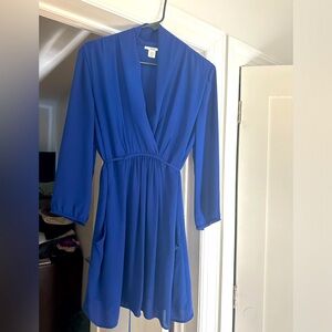 Macys bar III blue tie waist dress size M Royal blue